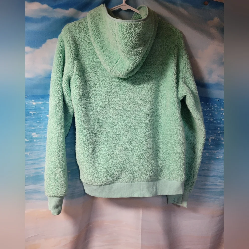 Athleta Girl‎ Sherpa Fleece Mint Green Sweatshirt Hoodie Size XXL 16